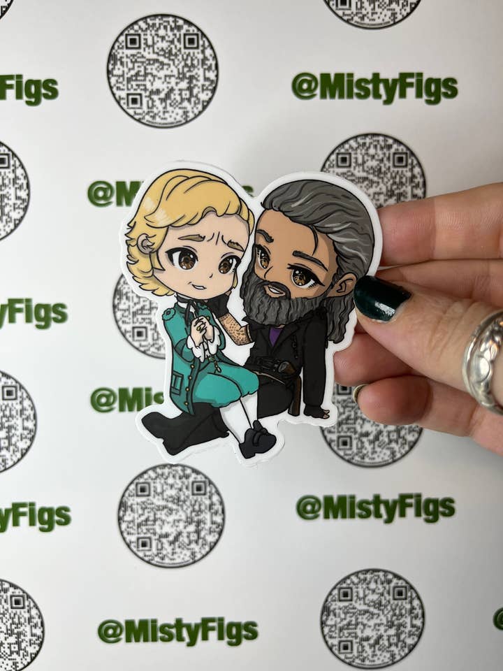 Autocollant en vinyle — Chibi Stede et Barbe-Noire — Bouteille d'eau pour ordinateur portable, agenda Bujo, cadeau, imperméable, mat ou holo pour la vente par Misty Figs