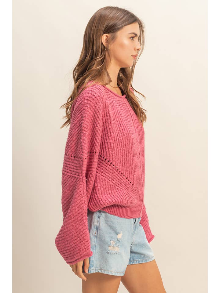 HYFVE - Wholesale Knit Sweater - Women's - Ribbed Drop Sleeve Sweater12