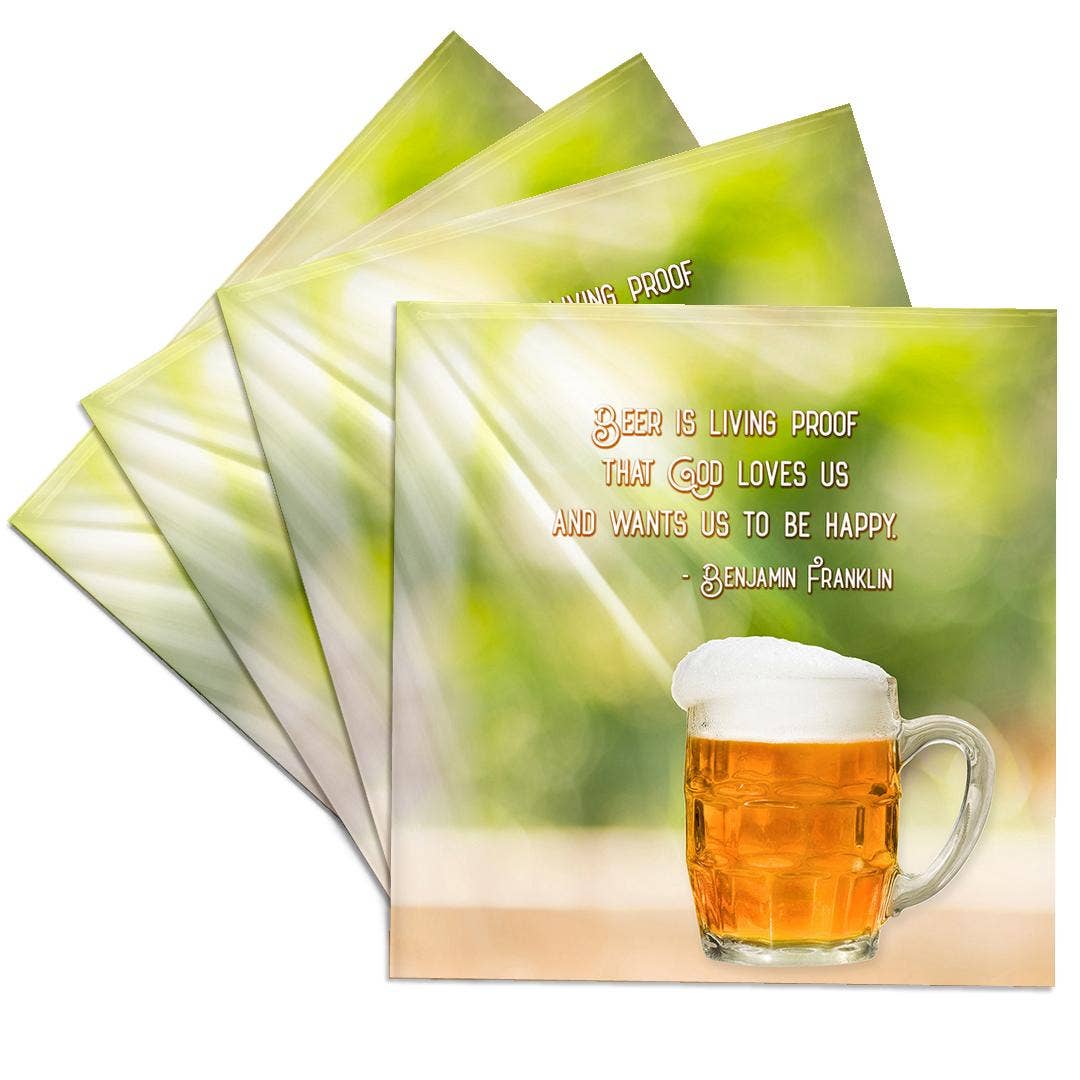 3dRose - Wholesale Coasters - 3dRose, Sunrays, beer mug. Beer is living proof that God loves us. Franklin, Coaster0