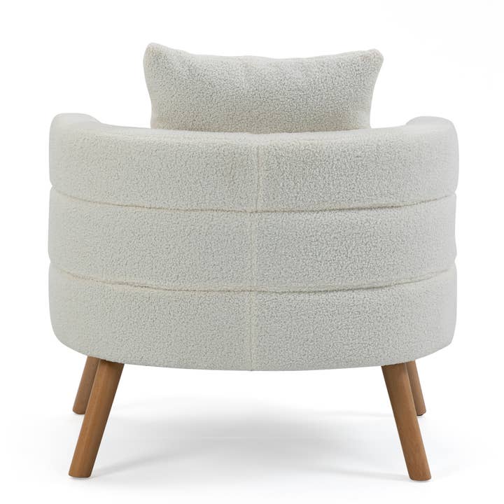 Glamour Home - Wholesale Chair - Azana White Boucle Accent Chair with Wood Legs