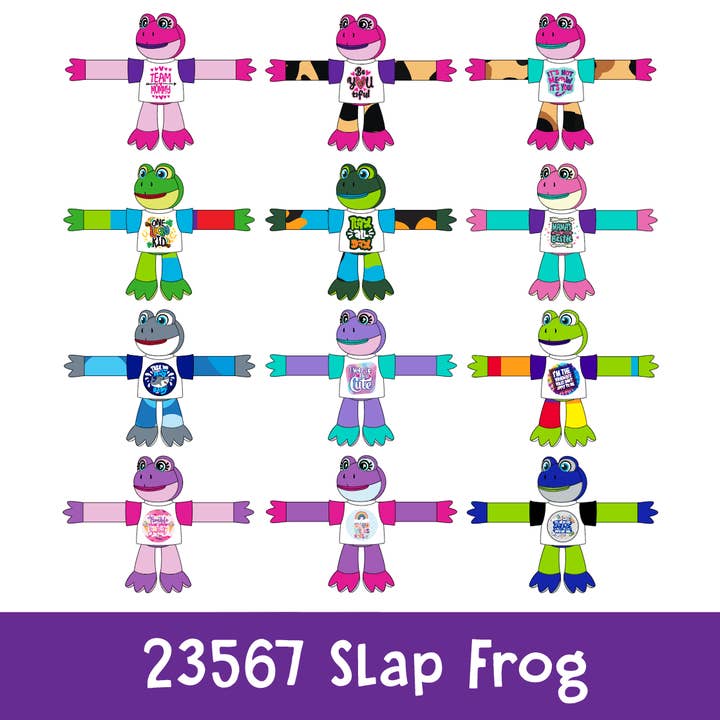 Novelty Closeout - Wholesale Stuffed/Plush Toy - Kids & Baby - Plush Slap Happy Frog Bracelet Assortment- 9/Pack