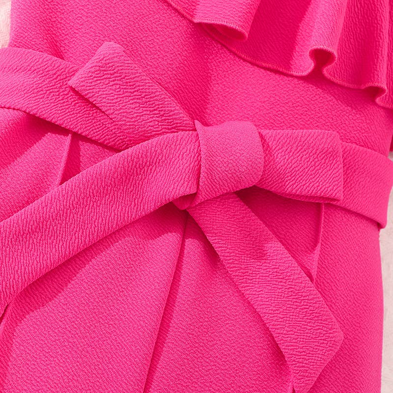 PatPat – Conjunto de camisola e calças – criança por atacado – Kid Girl Rompers Sweet Solid Sólido - Calças Largas de Ombro1