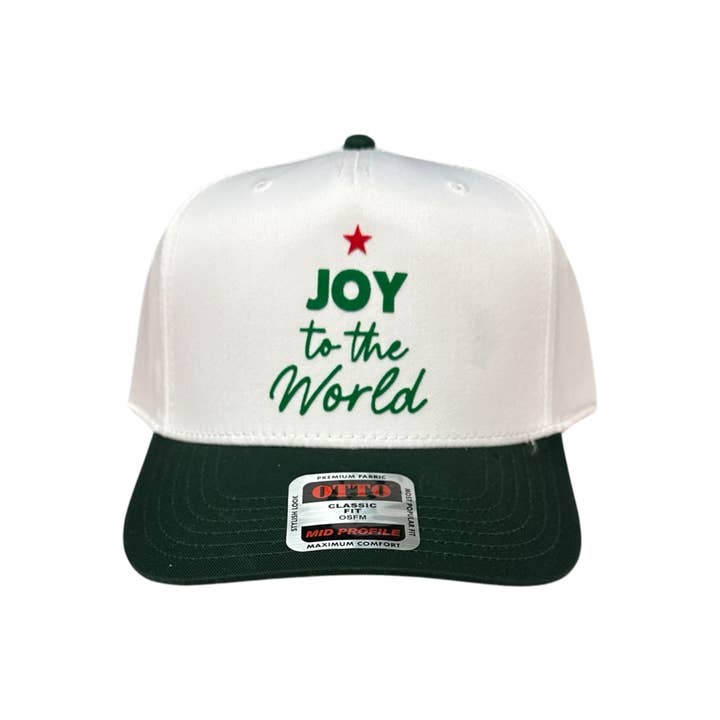 Joy to the World - White/Green Classic Fit Hat for wholesale by Littlebrightbird