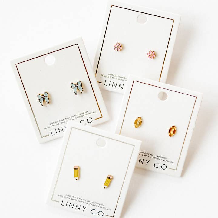 LINNY CO - Wholesale Stud/Post Earrings - Screwback Stud Earrings - Football10