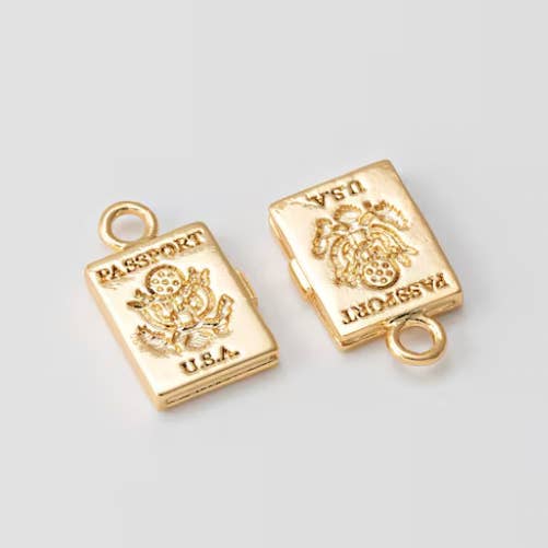 Tiny Passport Charm for wholesale by Goldie Charm Bar