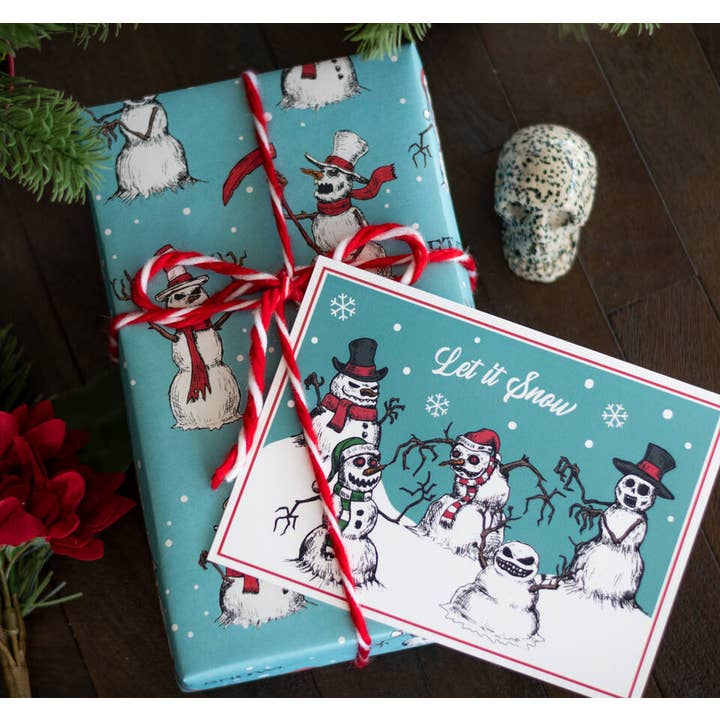 Spooky Cat Press - Wholesale Wrapping Paper Roll - Scary Snowmen Gift Wrap (8ft Roll)