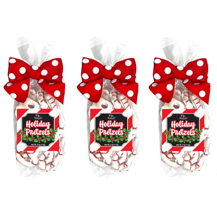 Oh, Sugar! - Wholesale Pretzels - Holiday Christmas Yogurt Pretzel 4 oz Regular Treat Bag