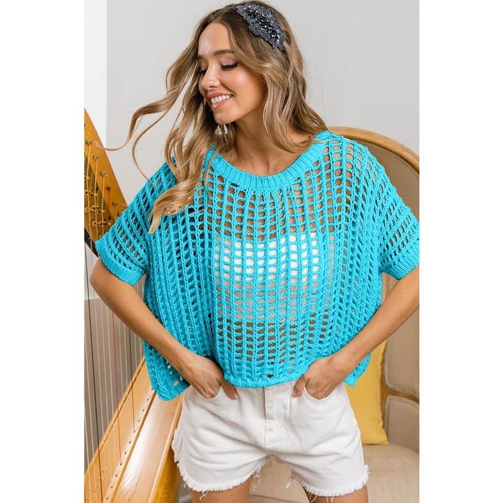 IVE - Vente Haut en maille – femme - HAUT EN MAILLE À MANCHES COURTES9