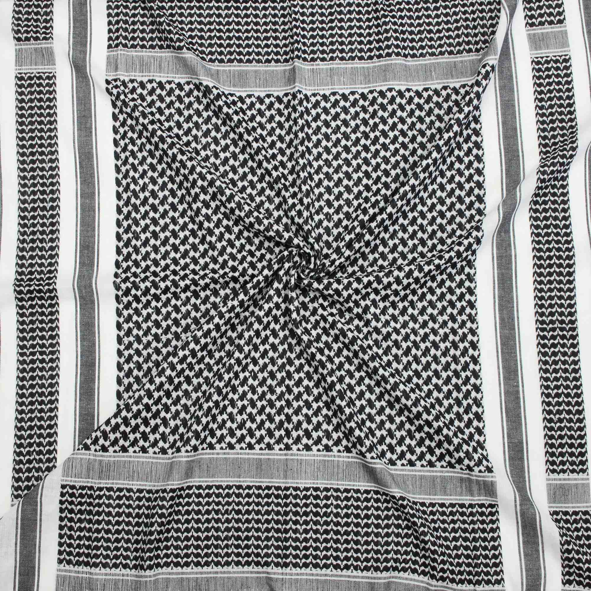 Tribal Trade GmbH - Vente Écharpe – unisexe - Tissu Palituch Desert blanc - noir - Kufiya PLO2