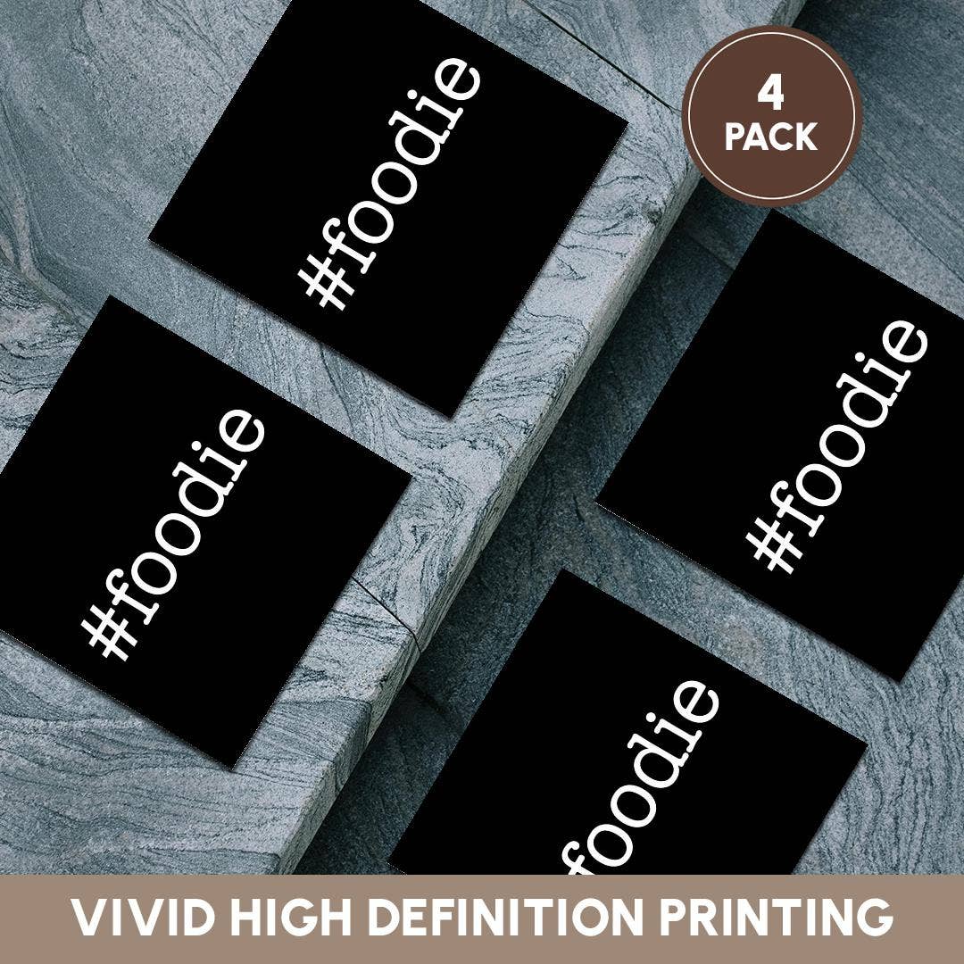 3dRose - Wholesale Onderzetters - 3dRose, #foodie. Witte letters op zwarte achtergrond., Onderzetter5