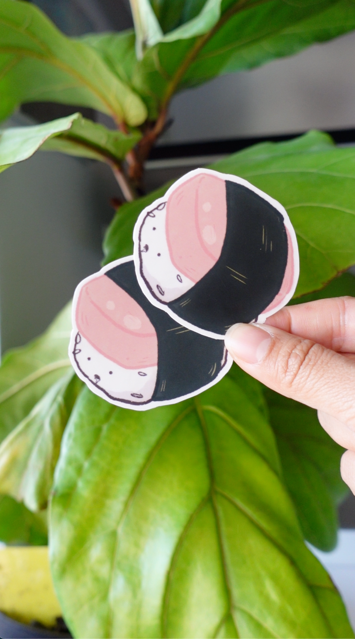 Claudine Castro Art - Wholesale Sticker - Spam Musubi face drool mouth sticker, stationery, hawaiian1