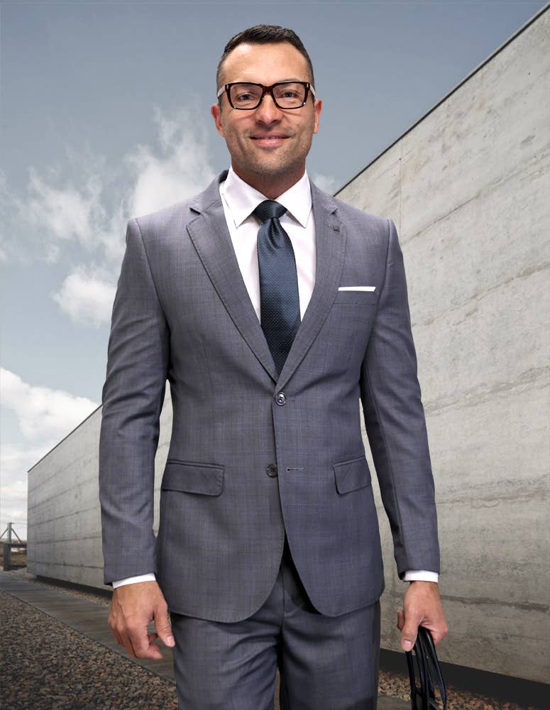 Statement Clothing - Wholesale Suit Set - Men's - Men's Italian Plaid Wool 2PC Suit Set PRT-1013