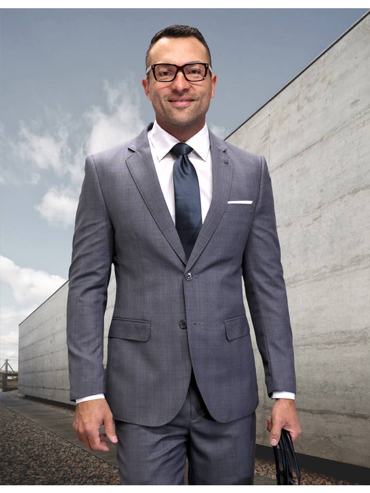 Statement Clothing - Wholesale Suit Set - Men's - Men's Italian Plaid Wool 2PC Suit Set PRT-1013