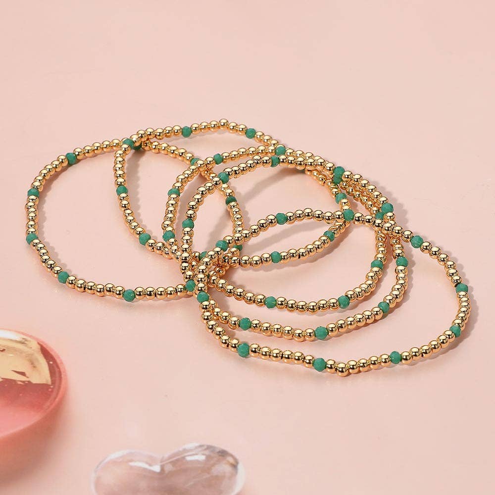 Sensibling Corp. - Wholesale Jewelry Set - 5PCS - Skinny Beaded Stretch Multi Layered Bracelets3