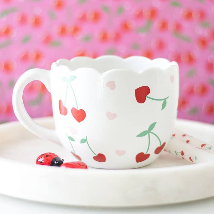 Something Different Wholesale - Vendita all'ingrosso Tazza - Tazza di San Valentino a forma di cuore con ciliegie smerlate
