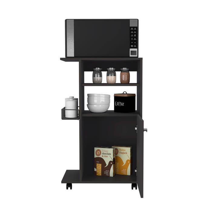 Treevol Furniture - Wholesale Kitchen Storage/Organizer - Kryot Kitchen Cart, Single Door Cabnet, Black Wengue Finish