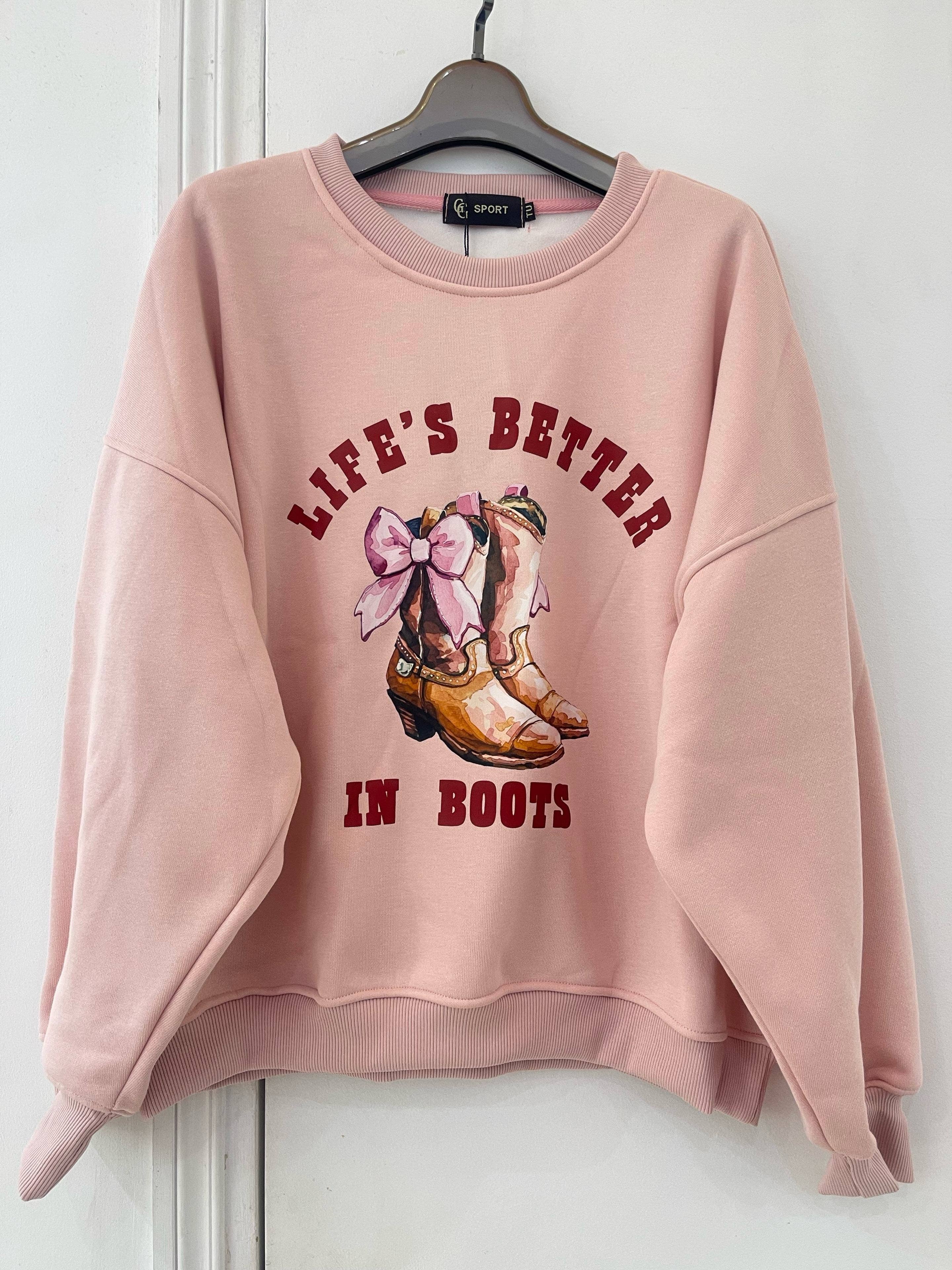 EASY MODE – wholesale Sweatshirt med tryck - Dam – Munkjacka med cowgirl-tryck - 11856