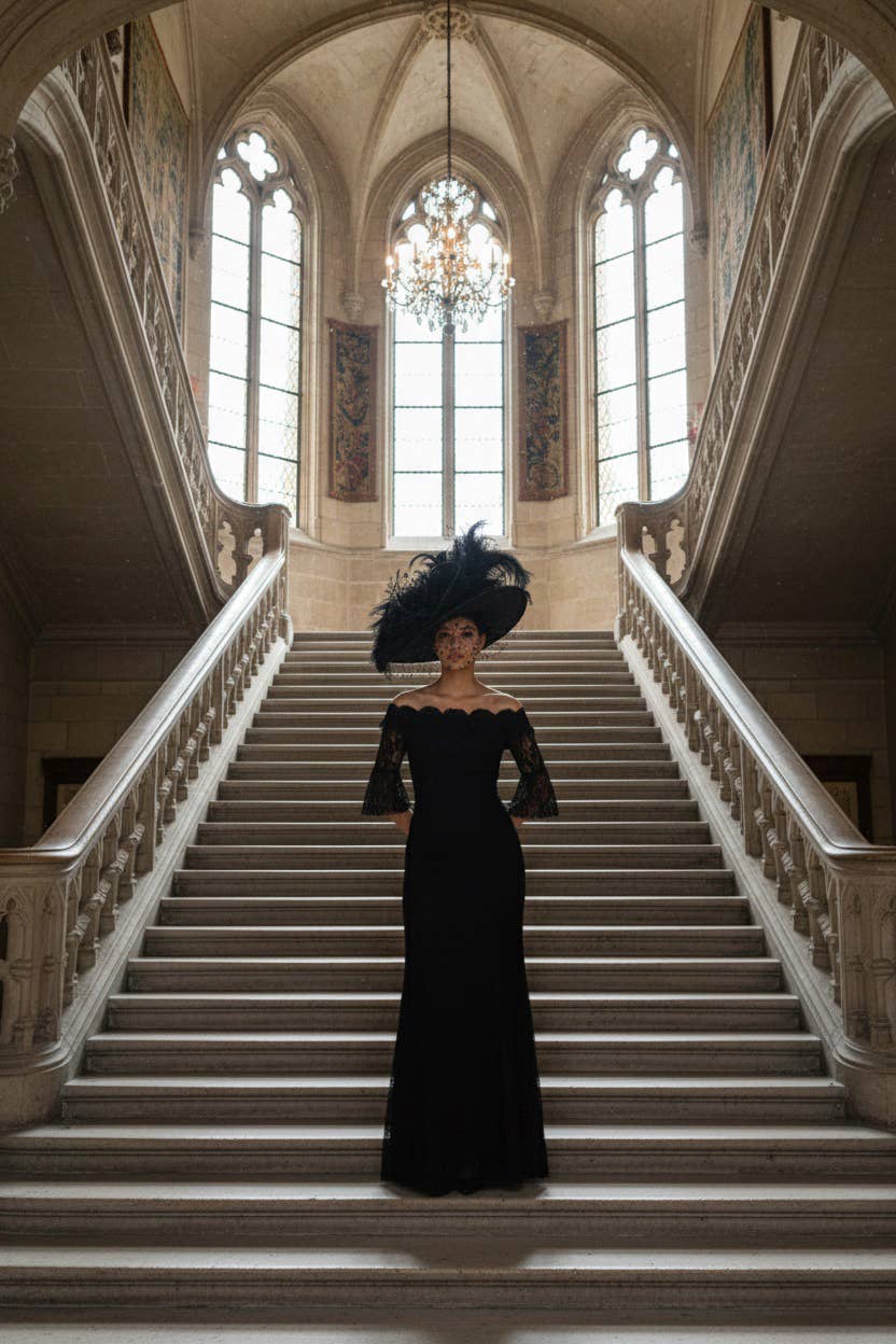 MOOYA - Wholesale Gown - Women's - Long evening lace dress - 7052