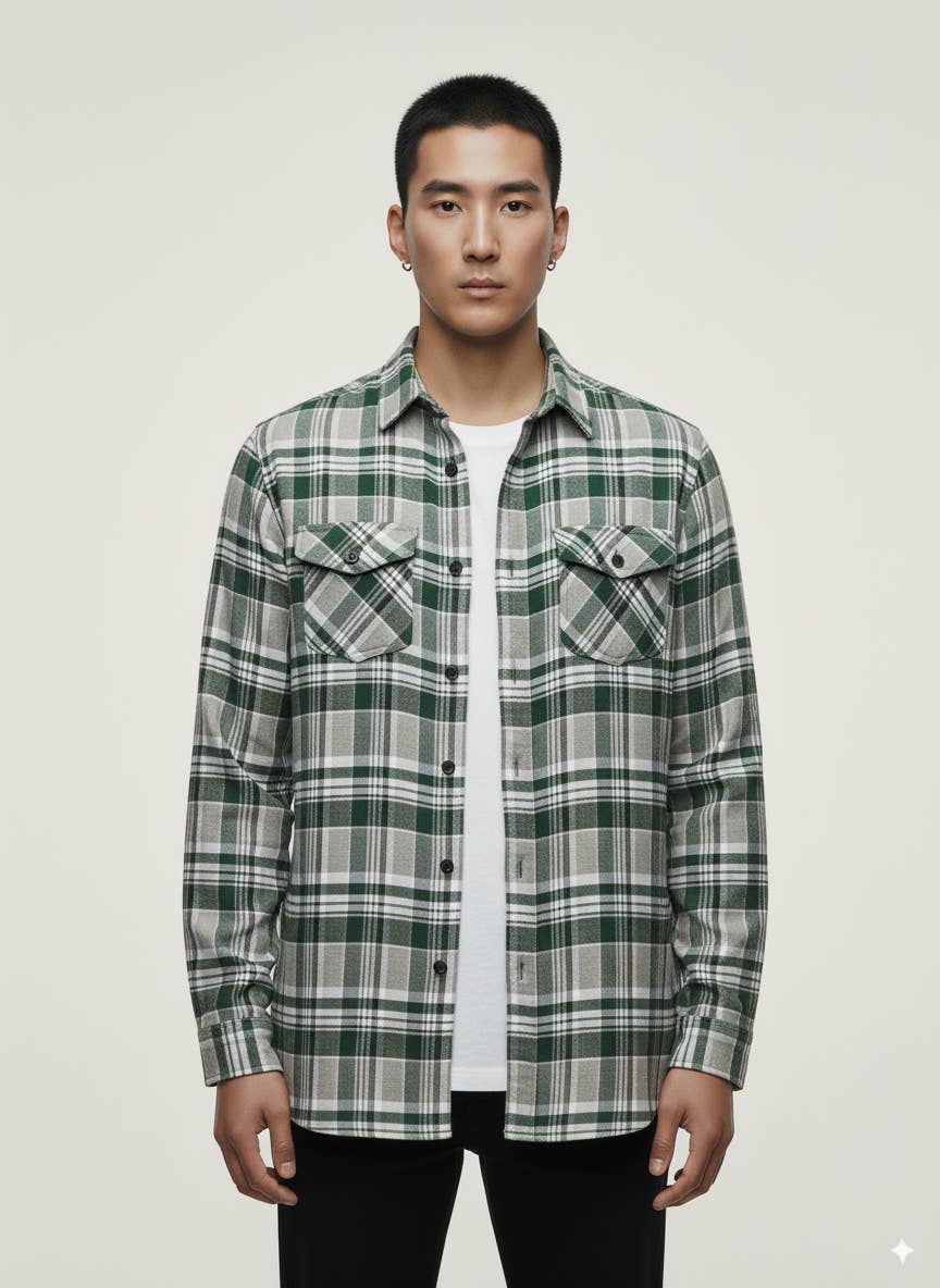 Flannel Long Sleeve Buffalo Plaid Shirt for wholesale on Faire