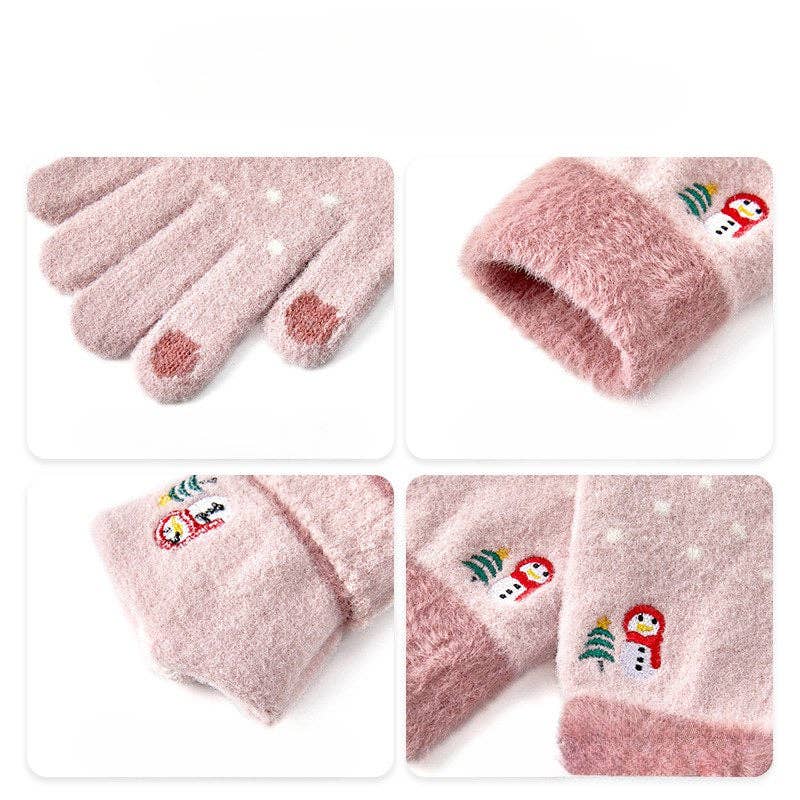 Dipped Shop - Wholesale Gloves - Women's - Cute Embroideries Padded Knit Gloves DPG26136