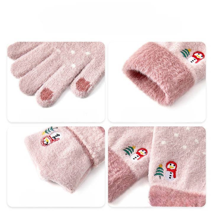 Dipped Shop - Wholesale Gloves - Women's - Cute Embroideries Padded Knit Gloves DPG26136
