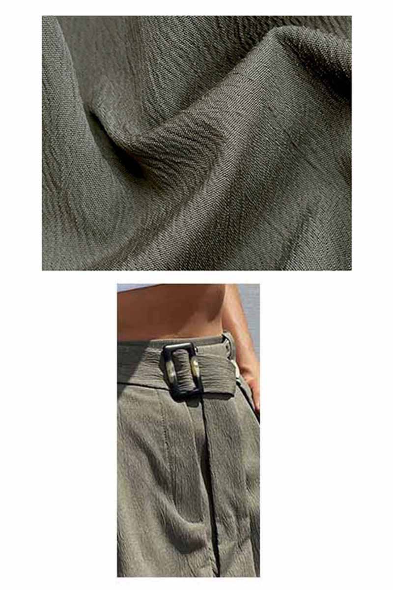 ARMYGREEN CWBSP0117_HIGH WAIST BELTED POCKET SHORT PANTS for wholesale on Faire8