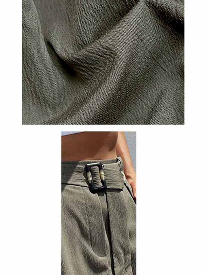 ARMYGREEN CWBSP0117_HIGH WAIST BELTED POCKET SHORT PANTS for wholesale on Faire8