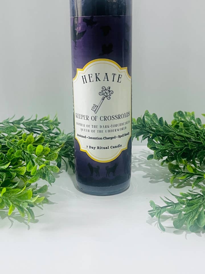 Hekate Keeper of Crossroads-Ritual Candle w Herbs & Crystals for wholesale by Moonsence