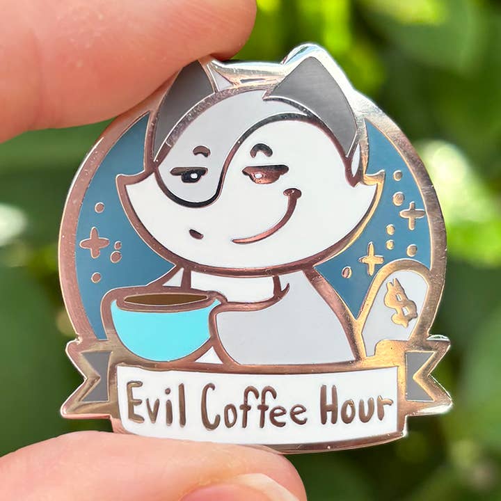 Evil Coffee Hour Hard Enamel Pin for wholesale by Bekyoot Inc