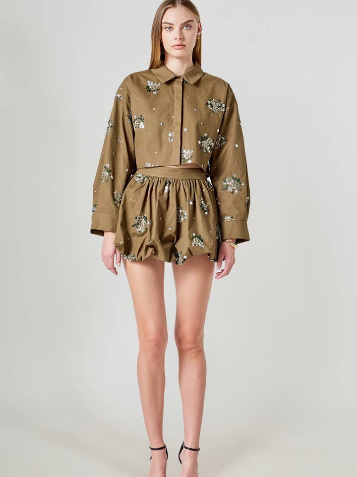 Camisa Curta com Lantejoulas e Missangas Eve por atacado de Endless Rose