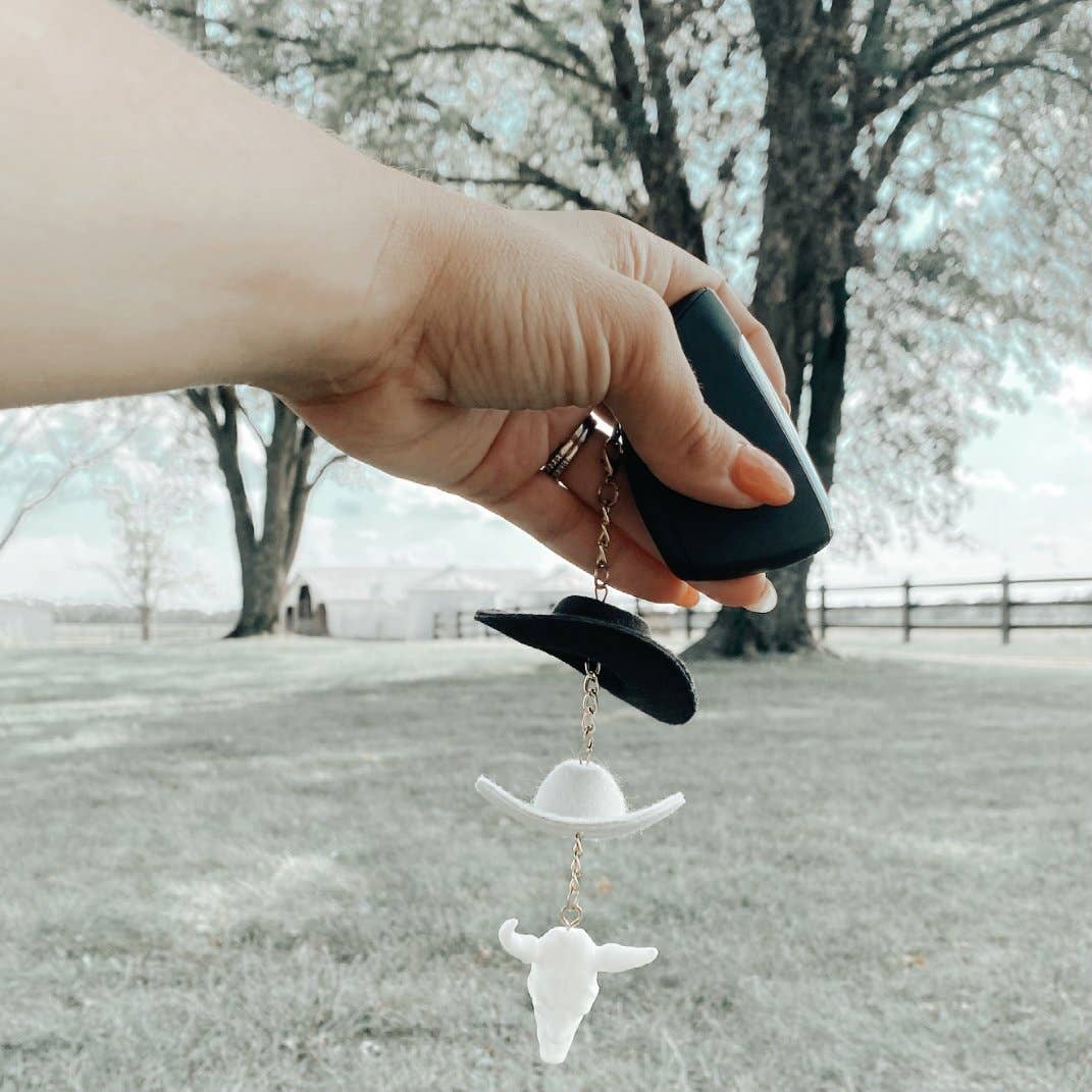 The Front Porch Label - Wholesale Keychain - Women's - Stone & Black Cowboy Hat Keychain2