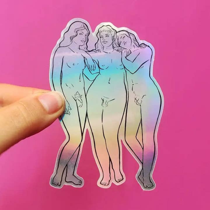 Trans Three Muses - Griechische Statue Historischer Queer - Holographischer Aufkleber für den Großhandel von Mimo