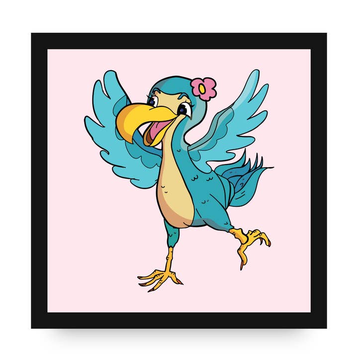 DeeDee the Dodo Bird Framed Canvas by Dancing Littles Jungle for wholesale by Dancing Littles Jungle