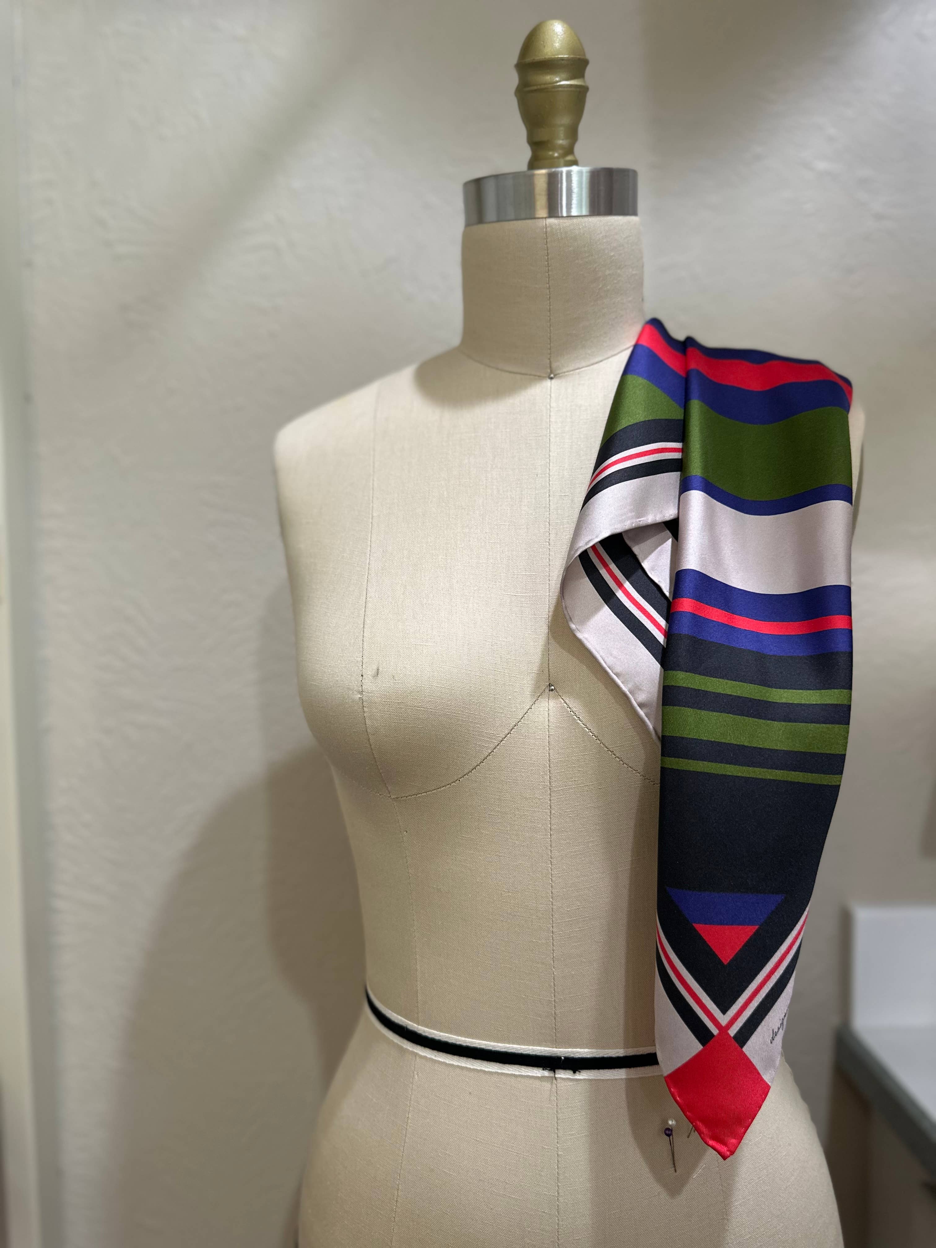 Crisp Olive™ - Wholesale Scarf - Unisex - Luxury 100% Silk Striped Hand Hemmed Scarf - Christmas Gift4