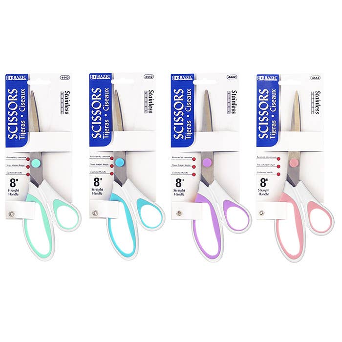 Tijeras multiusos de acero inoxidable con agarre suave, 20 cm, color pastel para venta al por mayor de Luna Office Supply - Everyday Essential