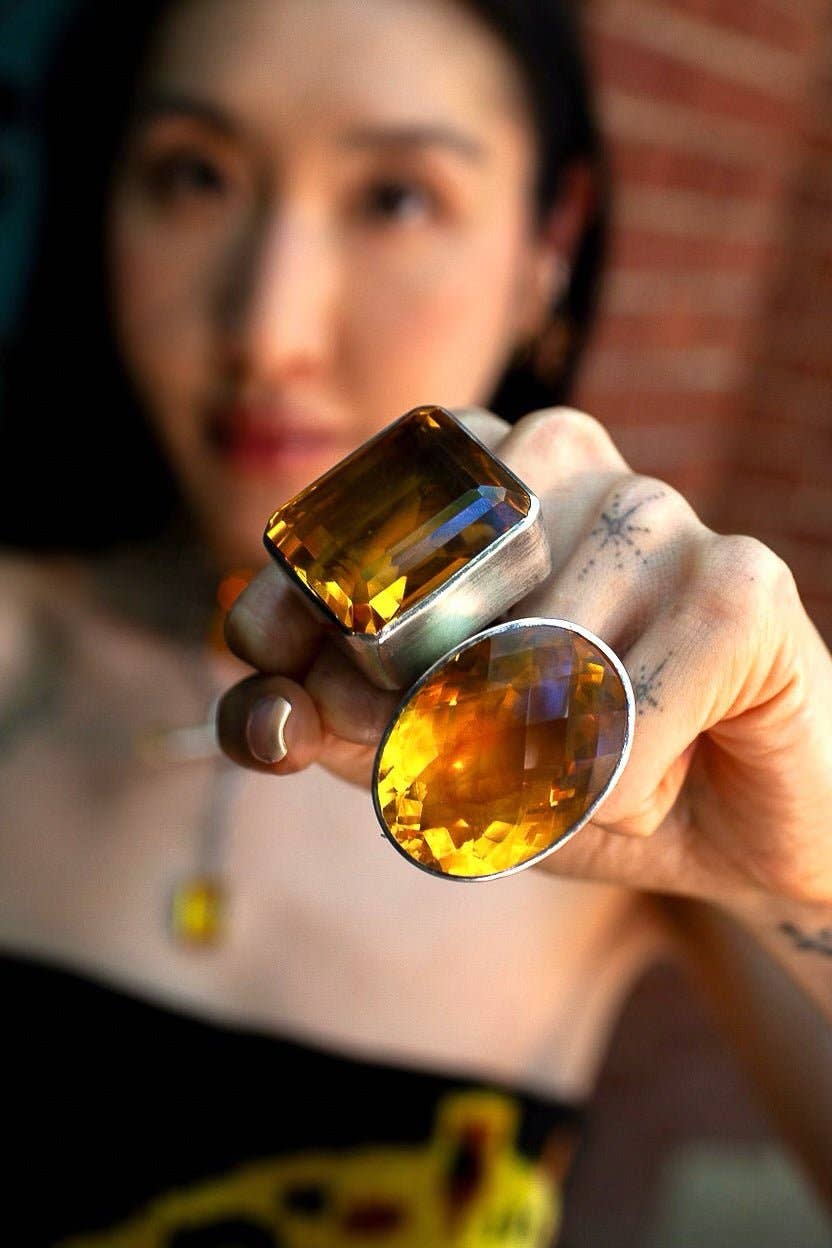 Vesper Obscura - Wholesale Cocktail/Statement Ring - Square Goliath Ring in Golden (Silver)4