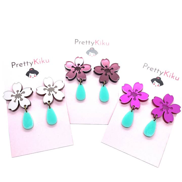 Erklæring Sakura akryl øreringe for engroshandel hos Prettykiku