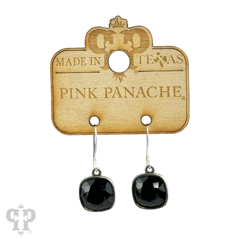 Pink Panache Brands - Wholesale Dangle Earrings - Austrian square crystal hook earring, 12mm22