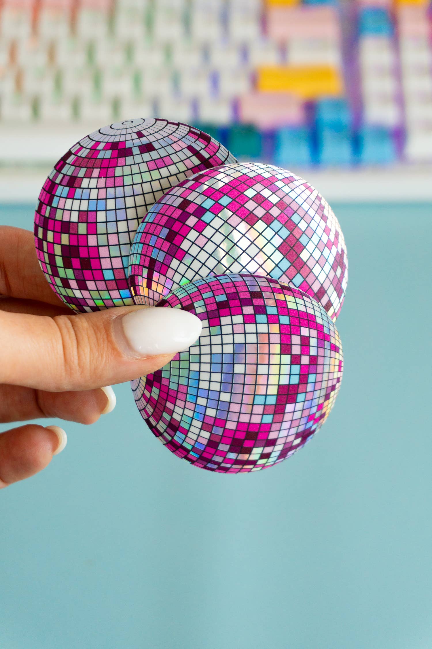 Creative Goodie - Wholesale Sticker - Pink Holographic Disco Ball Sticker2