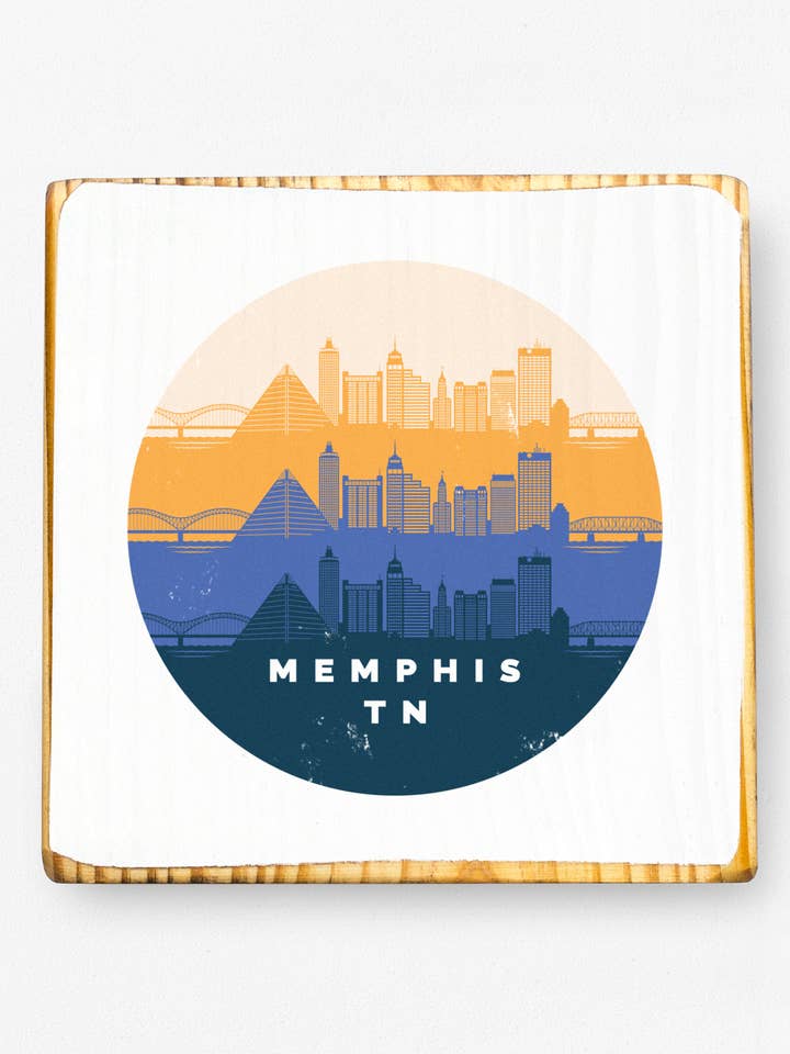 Memphis, Tennessee, Retro Skyline - Wood Art for wholesale by ARCHd
