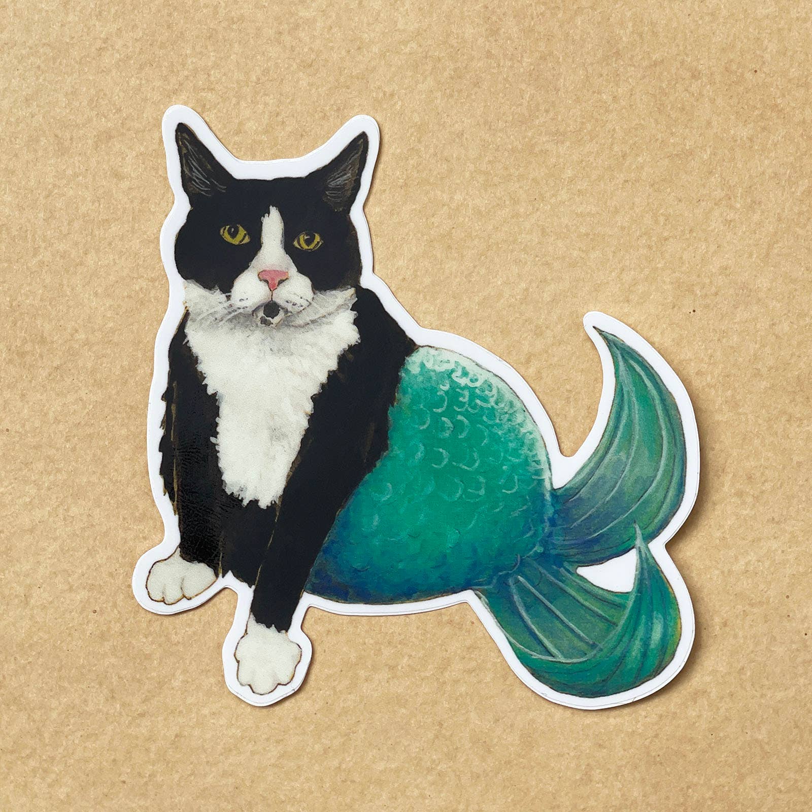 Amy Rose Moore Illustration - Vendita all'ingrosso Adesivo - Adesivo in vinile con gatto sirena.1