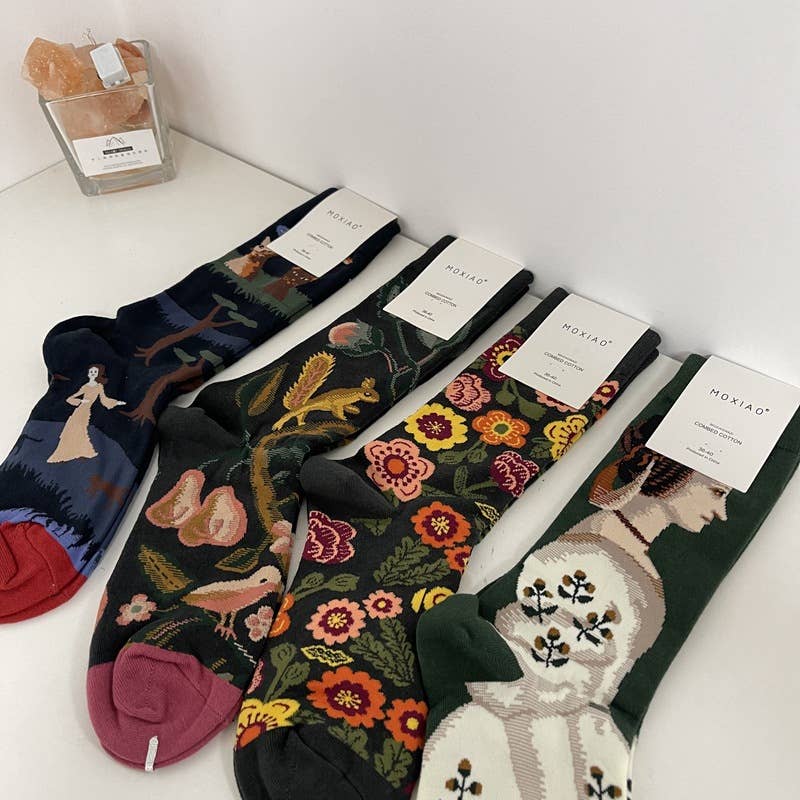 Tourtiwi - Vendita all'ingrosso Calzini - Unisex - Scorte di dipinti a olio astratti retrò di ritratti15