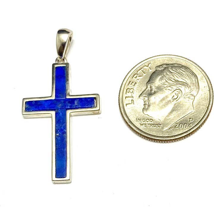 P6443L Lapis Lazuli Cross Sterling Silver Pendant for wholesale by Twan Kee Jewelry