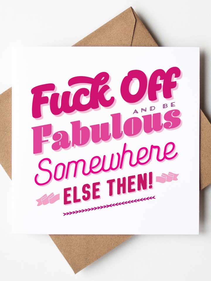 Fuck Off Fabulous Typographic Card (Pack of 6) for wholesale by Sweary Card Lady