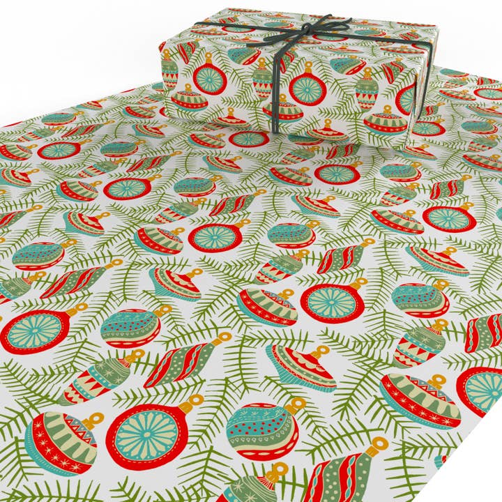 Re-wrapped – wholesale Flat wrap – Christmas Baubles Wrapping Paper • ECO Friendly • UK Made3
