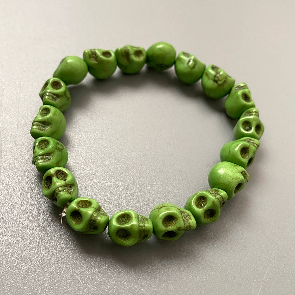 VIE - Wholesale Beaded Bracelet - Skull Bracelet, Dyed Howlite6