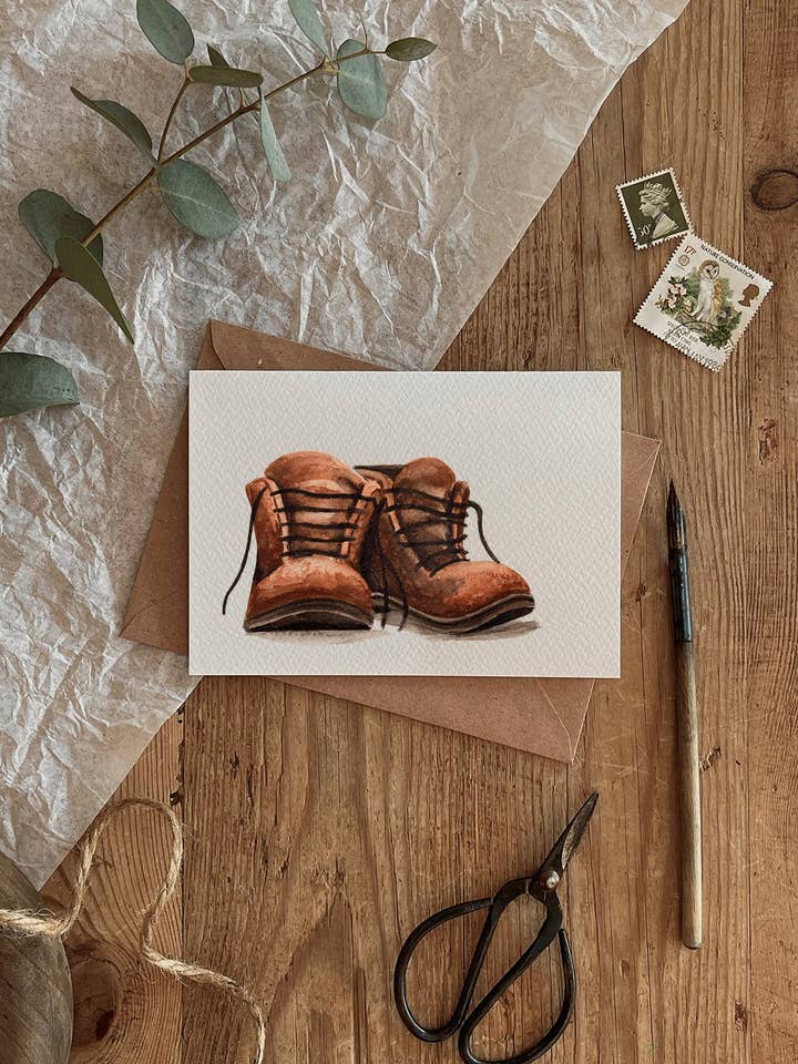 Hiking Boots Card for wholesale by Brooke Marie