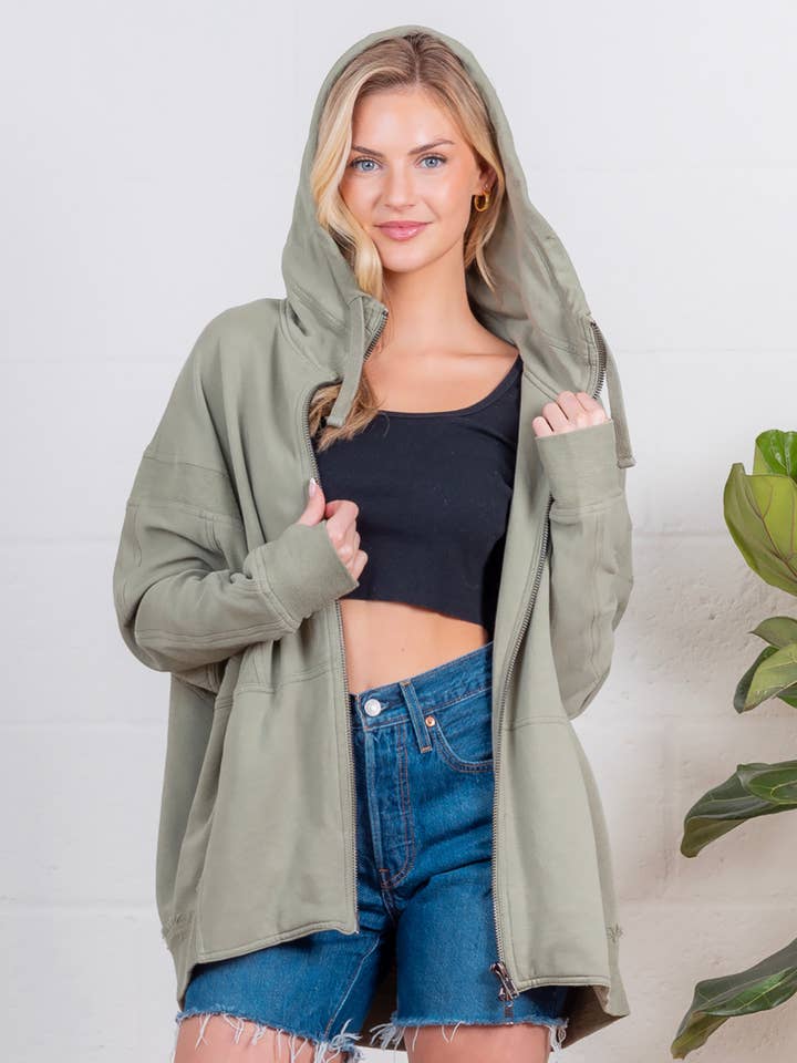 LJ76020T FELPA OVERSIZE CON CAPPUCCIO IN SPUGNA FRANCESE TINTA IN TESSUTO per la vendita all'ingrosso da parte di Taelynn