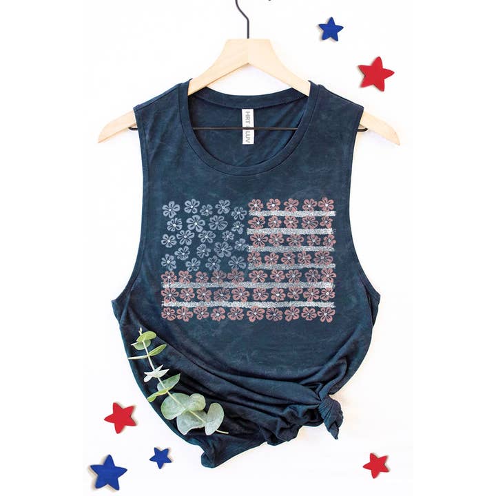 HRTandLUV - Wholesale Tank Top - Women's - AMERICAN FLAG GRAPHIC TANK TOP