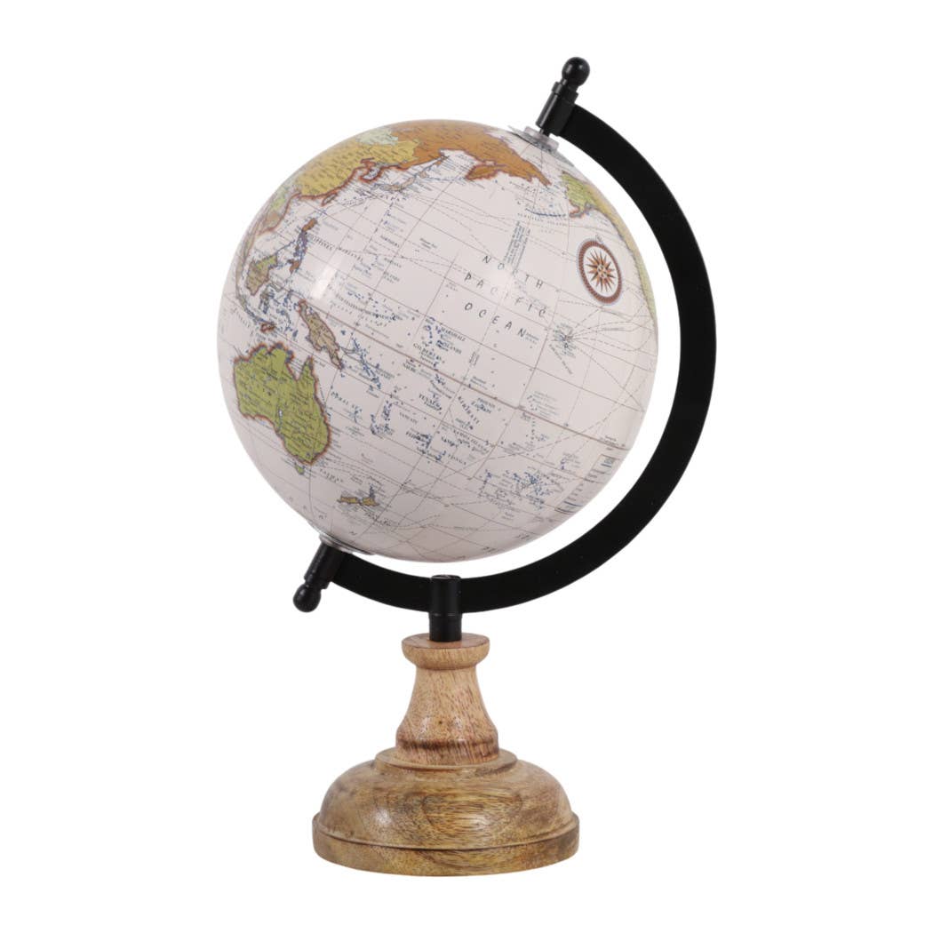 Sagebrook Home - Wholesale Desk Globe - Resin Wood Base Globe Sculpture - Natural, 12 in.9